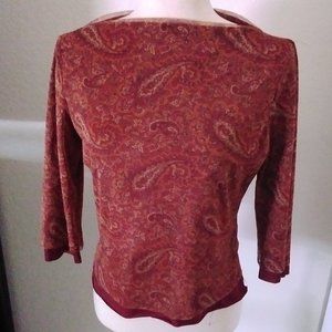 Wanted Clothing Co. Paisley Pattern Top Vintage Wine Tones Size Large